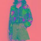 Long-sleeve Oversized Patterned Shirt