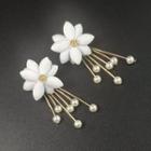 Faux Pearl Alloy Flower Fringed Earring 1 Pair - As Shown In Figure - One Size