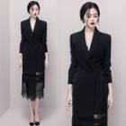 Mock Two-piece Long-sleeve Midi Coat Dress