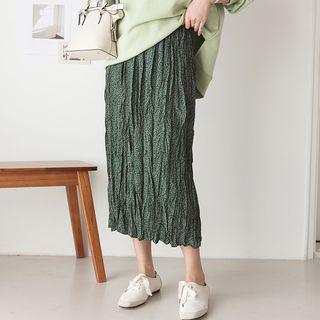 Band-waist Pleated Pattern Skirt