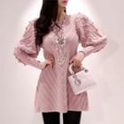 Pom Pom Detail Long-sleeve Knit Dress