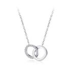 Fashion And Simple 316l Stainless Steel Double Ring Necklace With Cubic Zircon Silver - One Size