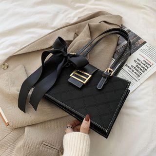 Ribbon Stitched Belted Shoulder Bag