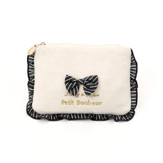 Bow Letter Embroidered Pouch