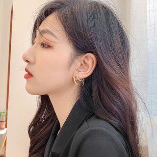 Rhinestone / 925 Sterling Silver Hoop Earring