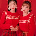 Strawberry Milk Sailor-collar Sweater Red - One Size