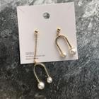 Non-matching Faux Pearl Alloy Dangle Earring 1 Pair - As Shown In Figure - One Size