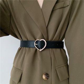 Heart Faux Pearl Faux Leather Belt