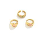 Set Of 4: Embossed Ring Set Of 4 - Gold - One Size
