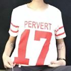 Lettering Short-sleeve T-shirt Milky White - One Size
