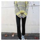 Patterned Open-knit Sweater