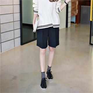 Band-waist Cuff-hem Shorts