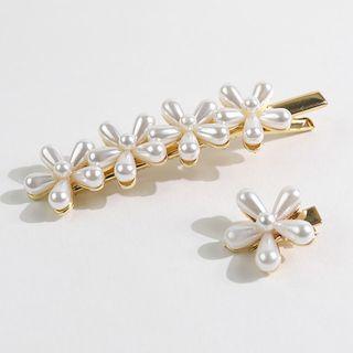 Faux Pearl Floral Hair Clip