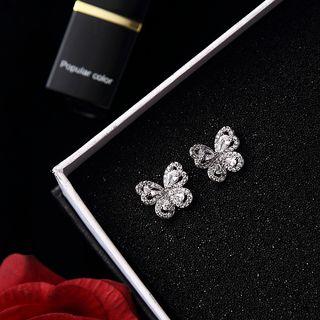 Rhinestone Butterfly Earring 1 Pair - As Shown In Figure - One Size