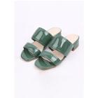 Dual-strap Chunky-heel Patent Mules