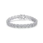 Fashion And Elegant Flower Bracelet With Cubic Zirconia 17cm Silver - One Size