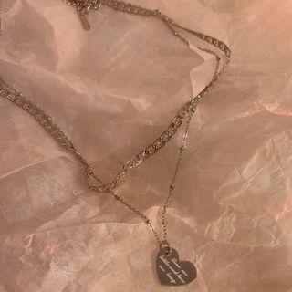 Heart Pendant Layered Alloy Necklace 1 Piece - Necklace - Stainless Steel - Silver - One Size