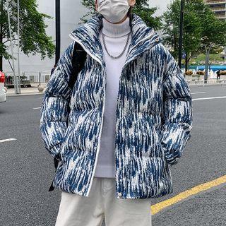 Turtleneck Tie-dye Zip Oversize Jacket