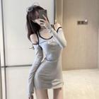 Long-sleeve Cold-shoulder Mini Tank Dress