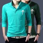 Long-sleeve Print Polo Shirt