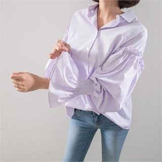 Puff-sleeve Check Shirt