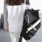 Faux Leather Two-tone Backpack