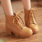 Lace-up Chunky-heel Short Boots
