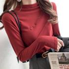 Buttoned Semi High-neck Top