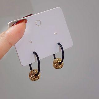 Bead & Hoop Alloy Dangle Earring 1 Pair - Black - One Size