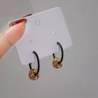 Bead & Hoop Alloy Dangle Earring 1 Pair - Black - One Size
