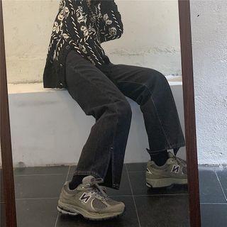 Slit-hem Straight Leg Jeans