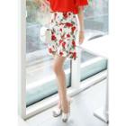 Flared-hem Floral Print Miniskirt
