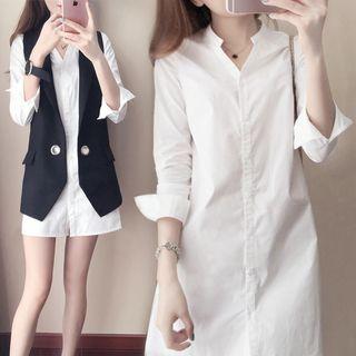 Long-sleeve Mini Shirt Dress
