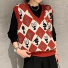 Cat Pattern Sweater Vest