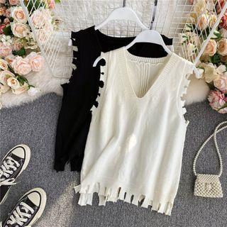 V-neck Plain Knitted Vest