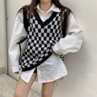 Check Knit Vest / Plain Shirt