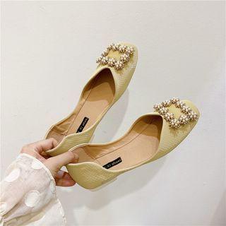 Faux Pearl Buckled Dorsay Flats