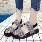 Embroidered Fringed Sandals