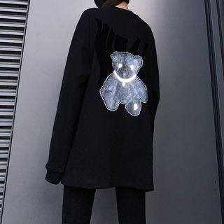 Tie-dyed Bear Print Long-sleeve T-shirt