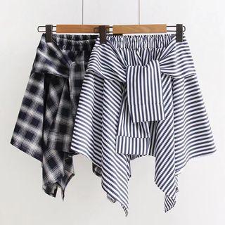 Patterned Tie-front A-line Skirt