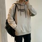 Color Block Letter Embroidered Hooded Pullover
