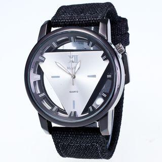 Triangle Cutout Canvas Strap Watch