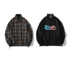 Stand Collar Reversible Plaid Jacket
