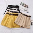 Paperbag High-waist Wide Shorts With Belt In 7 Colors