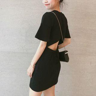 Cutout-back Short-sleeve T-shirt Dress