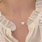 Cat Eye Stone Heart Necklace 1 Pc - Gold - One Size