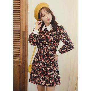 Rosette Shirtwaist A-line Minidress