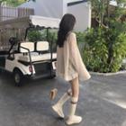 See-through Long-sleeve Loose-fit Knit Top