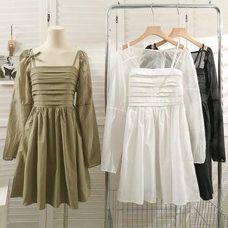 Details Sleeveless Mini Dress With Cape Top