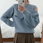 Cold-shoulder Asymmetrical Sweater